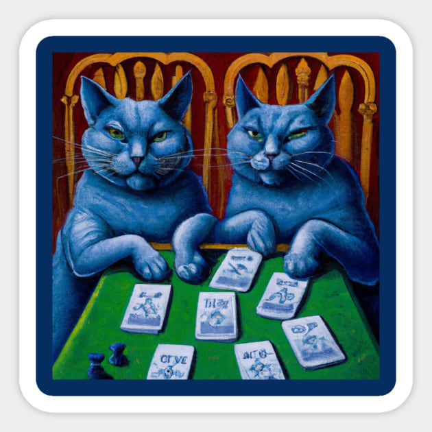 Blue Cats Playing Poker Sticker by Star Scrunch